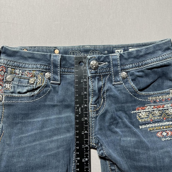 Miss Me Jeans Womens 25 Blue Signature Skinny Embroidered Stretch Denim Mid Rise - Picture 13 of 16